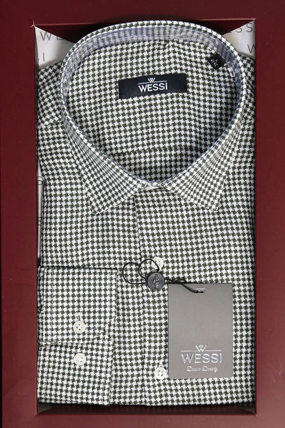 The Dapper Gift Box by Wessi – Includes Green Houndstooth Shirt, Black Tie & Brown Belt