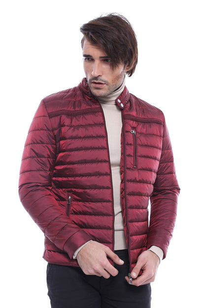 Burgundy Down Men Coat