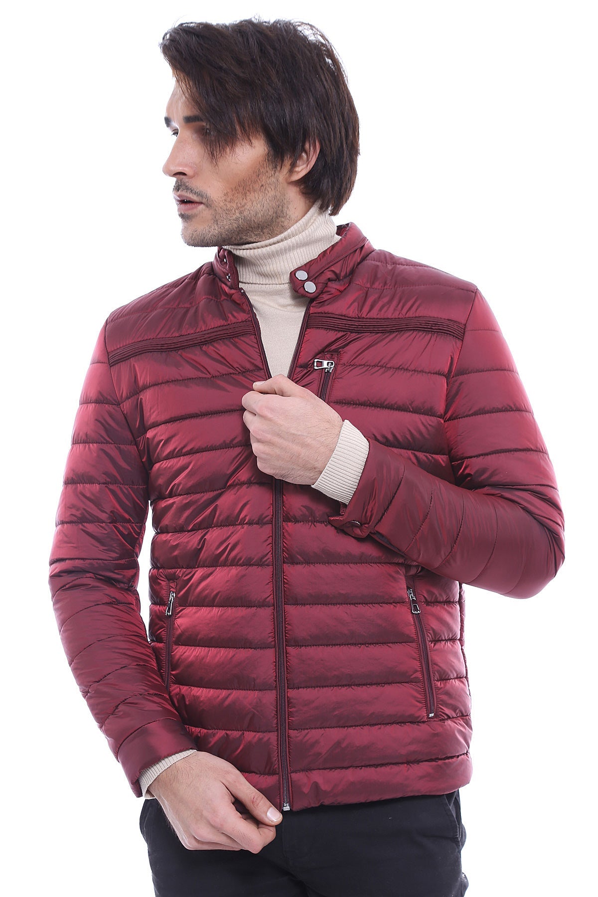 Burgundy Down Men Coat