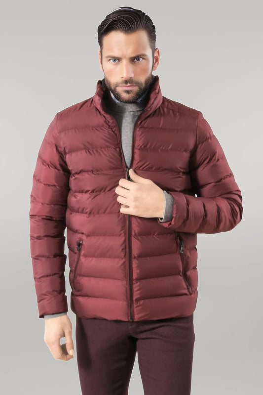 Quilted Standing Collar 2 Pockets Short Men Down Coat
