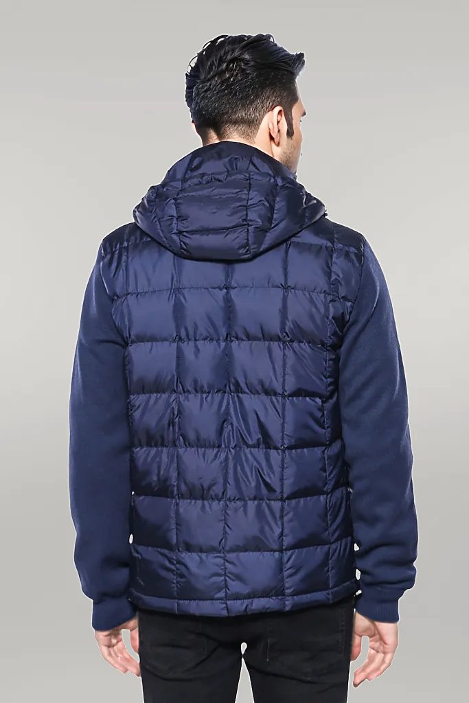 Hooded Navy Blue Men Winter Coat