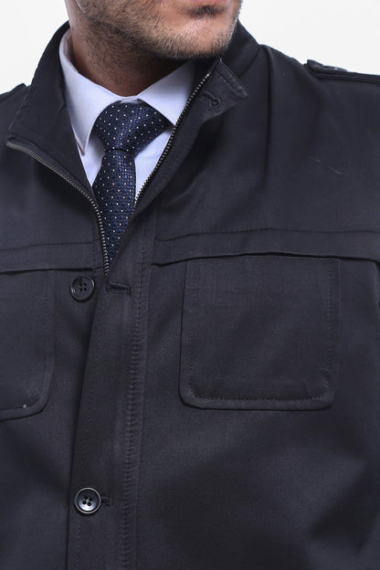 Plain Black Men Short Coat