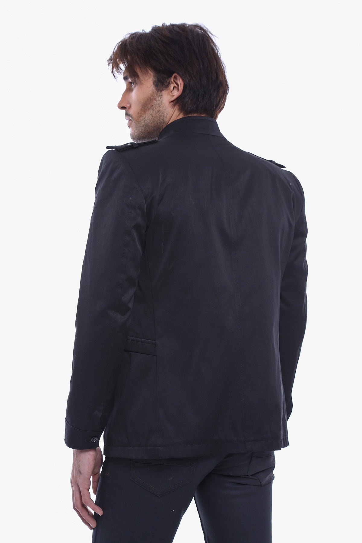 Plain Black Men Short Coat
