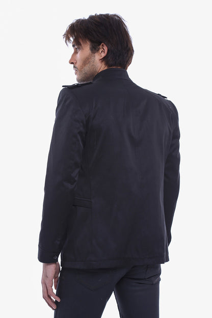 Plain Black Men Short Coat