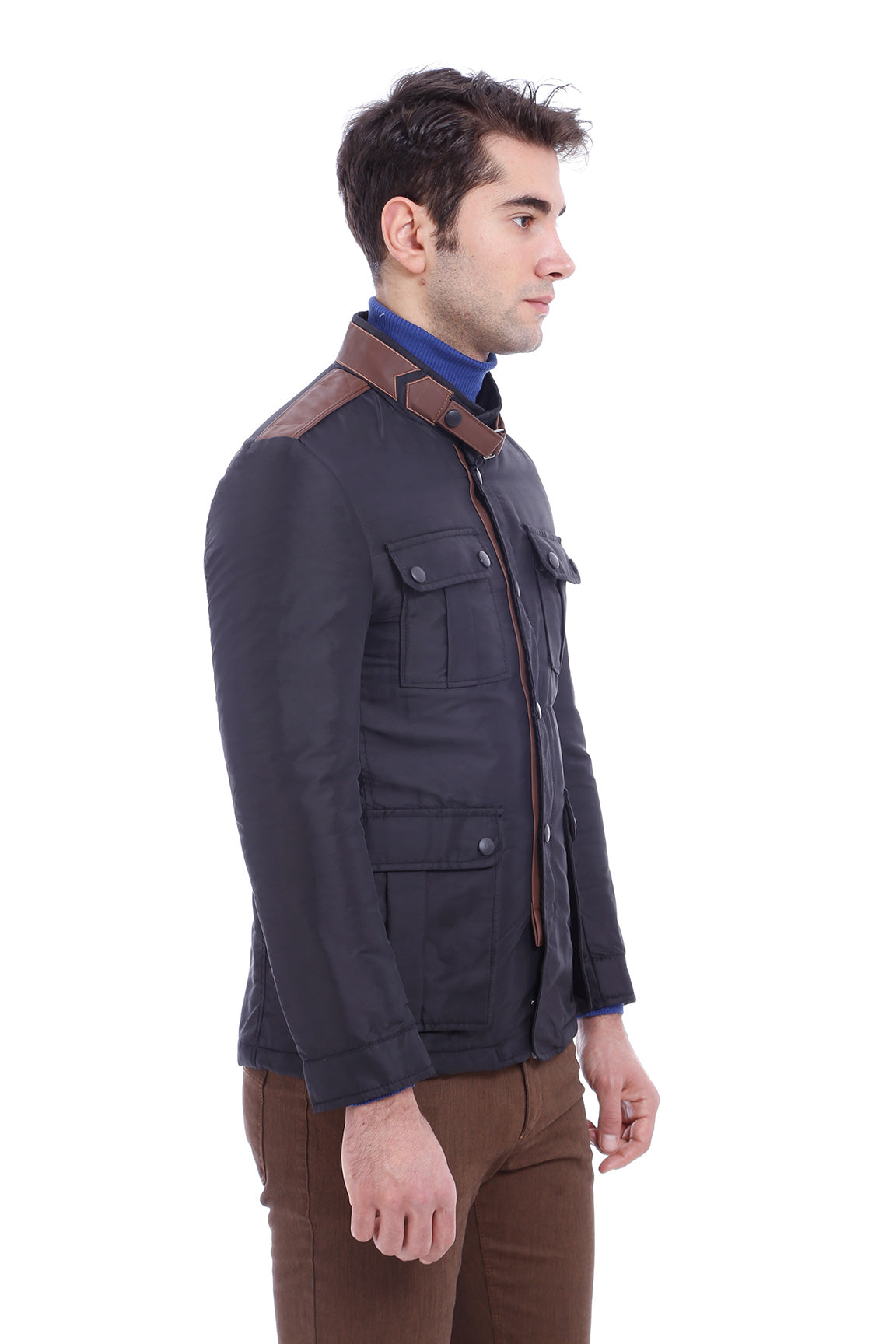 4 Pocket Snap Short Black Coat-Wessi