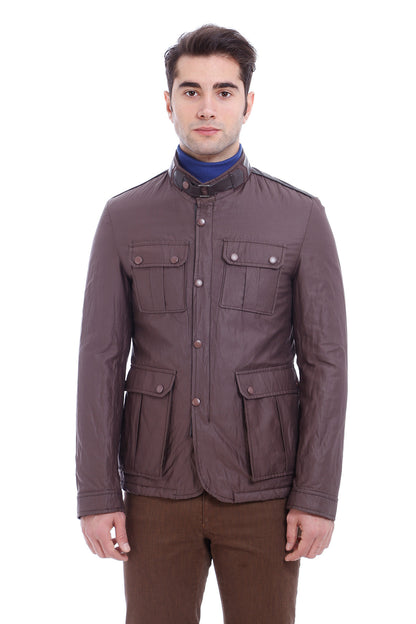 4 Pocket Snap Short Brown Coat-Wessi