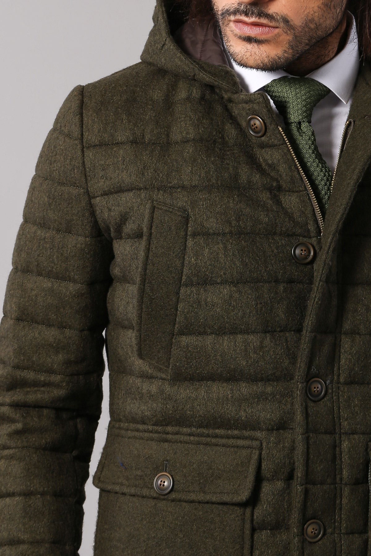 KOALA SYDNEY  Bag Pocket Felt Hooded 4 Pocket Green Coat-