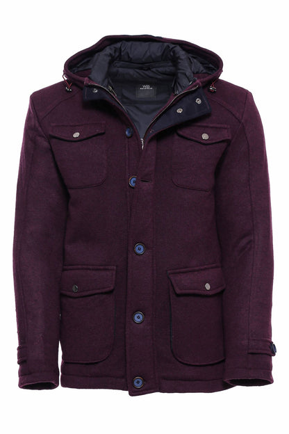 Claret Red Felt Hooded Coat