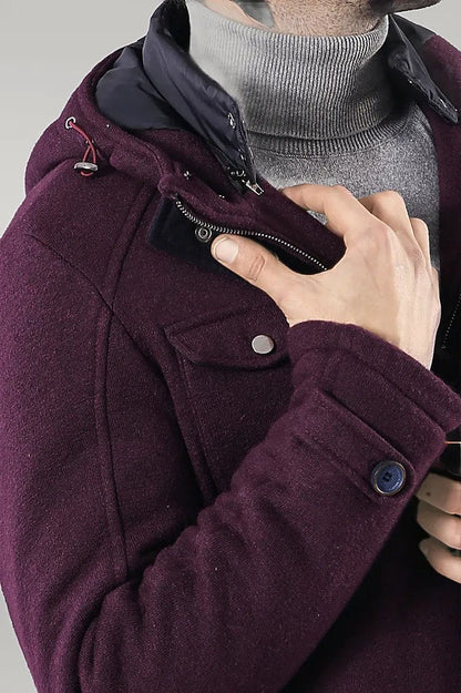 Claret Red Felt Hooded Coat