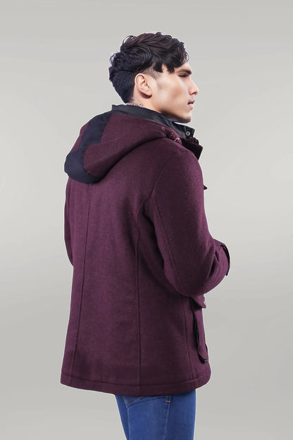 Claret Red Felt Hooded Coat