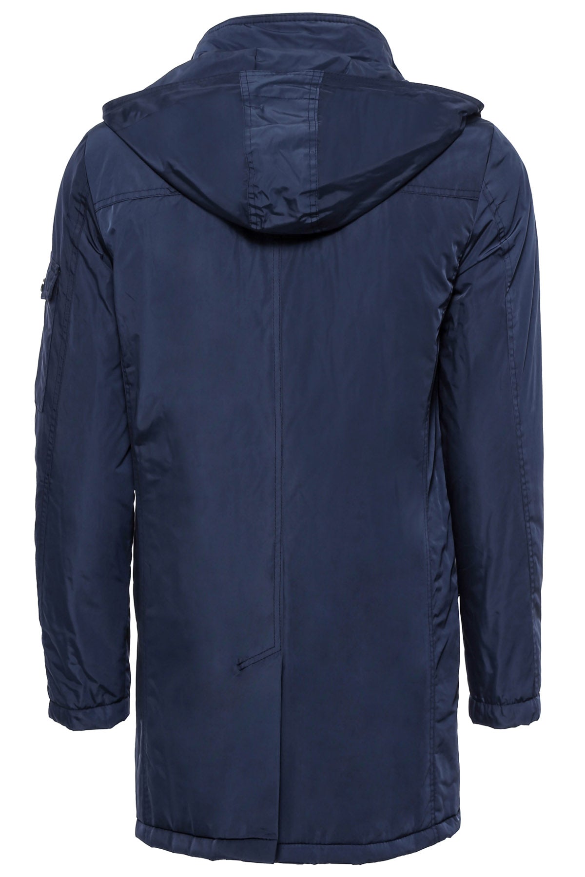 Blue Pocket Hooded Men's Coat