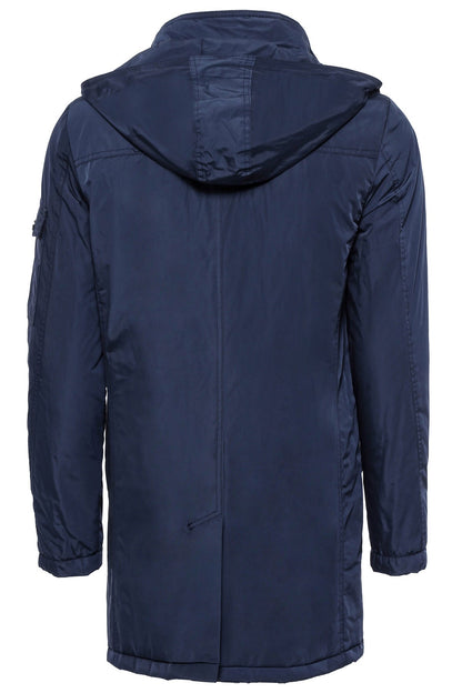 Blue Pocket Hooded Men's Coat