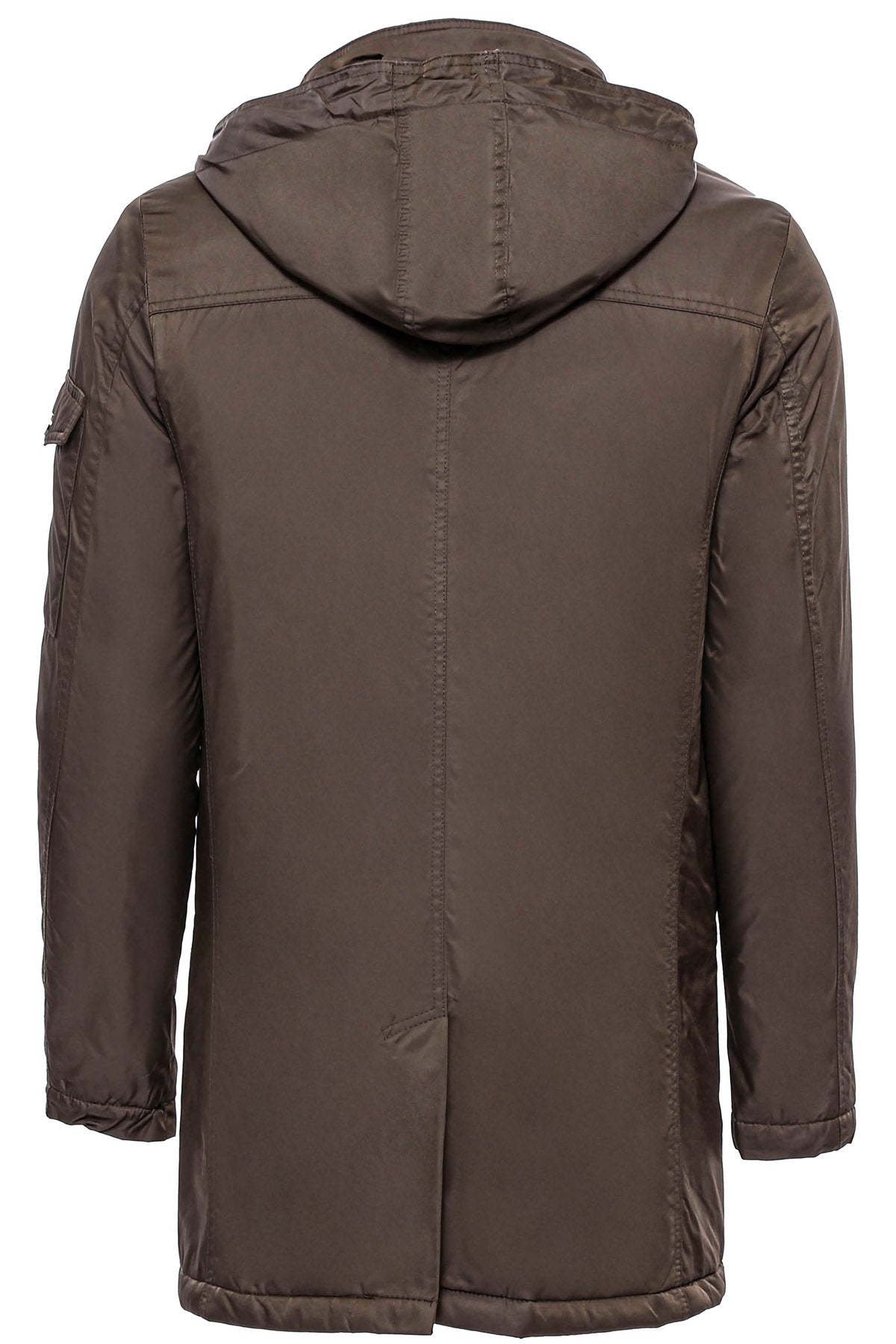 Brown Pocket Hooded Men's Coat