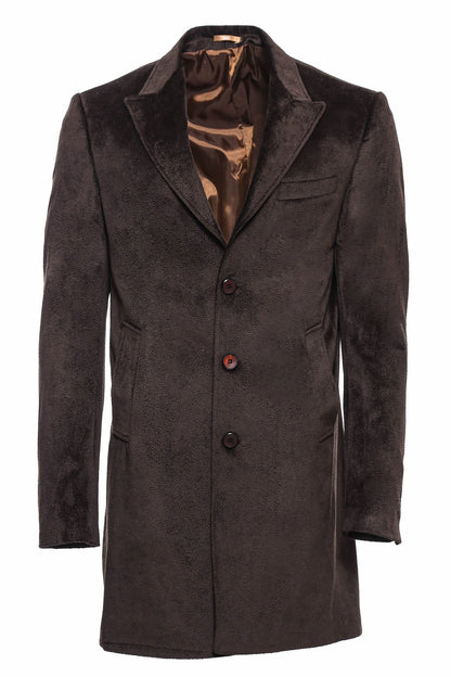 Peak Lapel Brown Men Coat