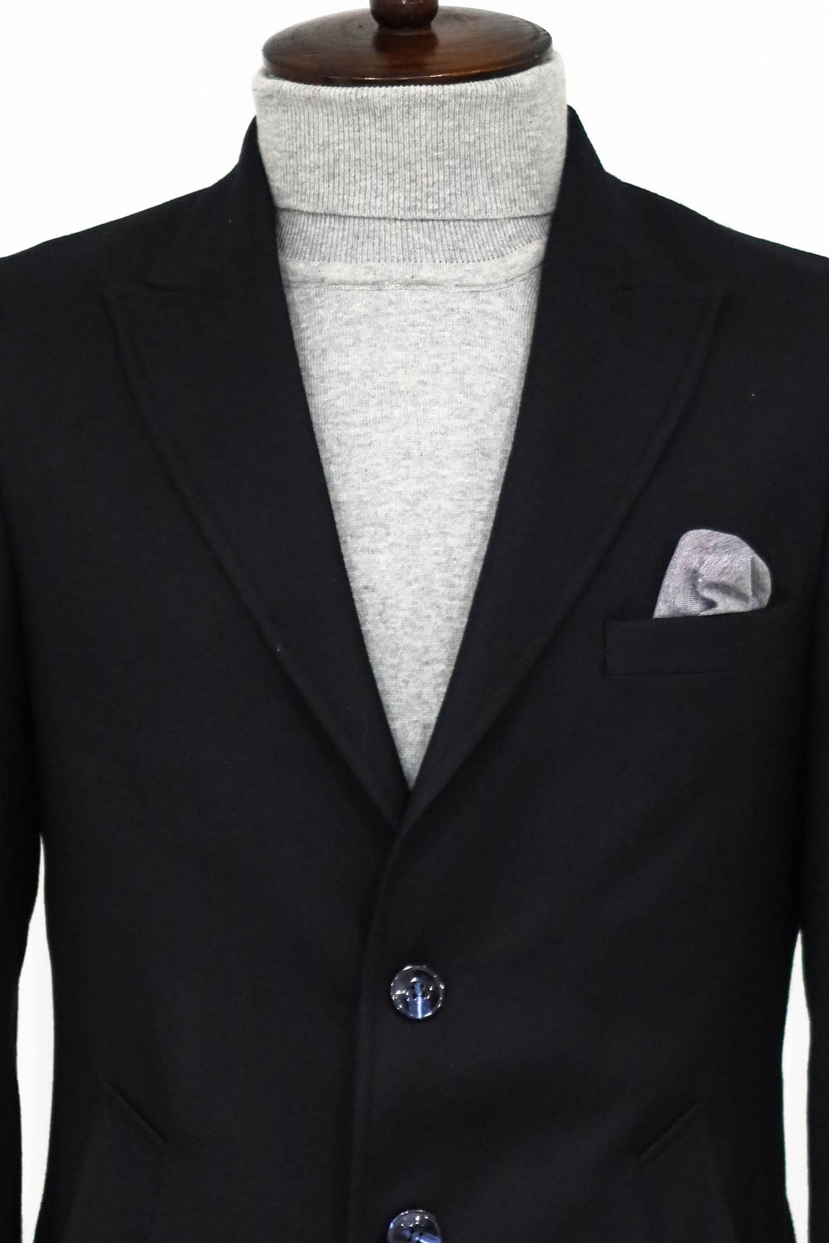 Cachet Slim Fit Wide Lapel Charcoal Men Coat