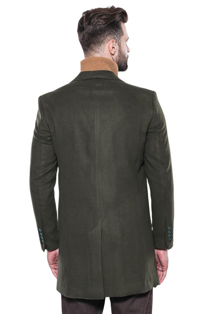 Wide Lapel Green Men Peacoat