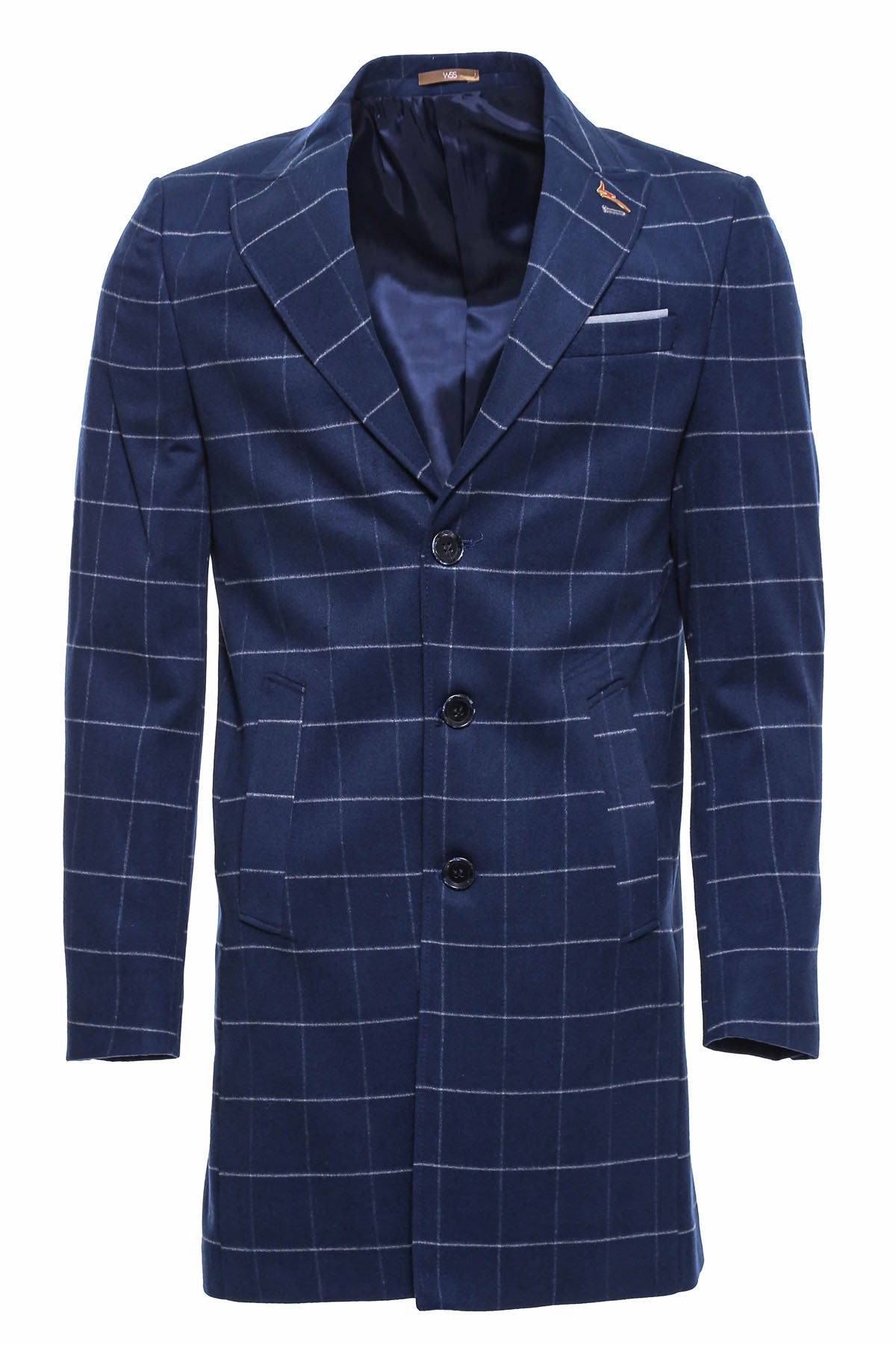 Wide Pointed Collar Indigo Men Coat