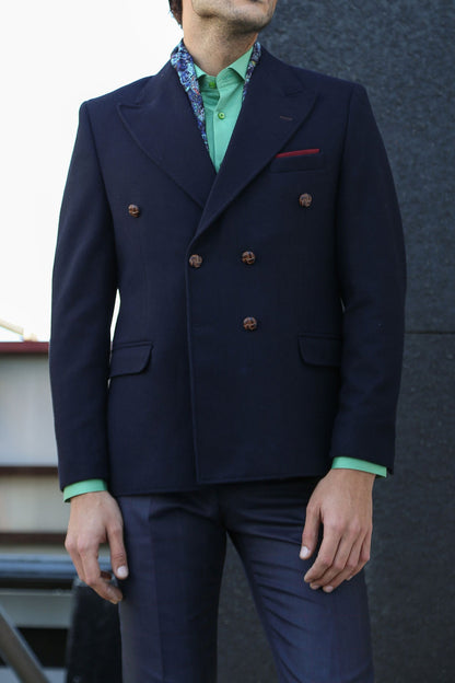 KOALA SYDNEY  Mens Double Breasted Slim Fit Navy Blue Blazer