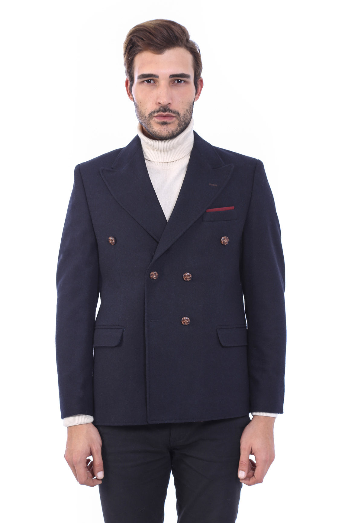 KOALA SYDNEY  Mens Double Breasted Slim Fit Navy Blue Blazer -