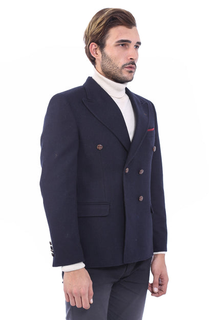 KOALA SYDNEY  Mens Double Breasted Slim Fit Navy Blue Blazer
