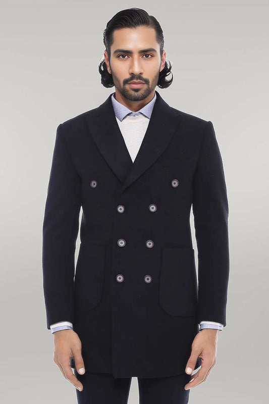 Double-Breasted Black Men Coat