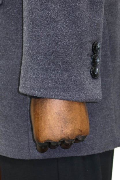 Mandarin Collar Grey Men's Long Men's Coat