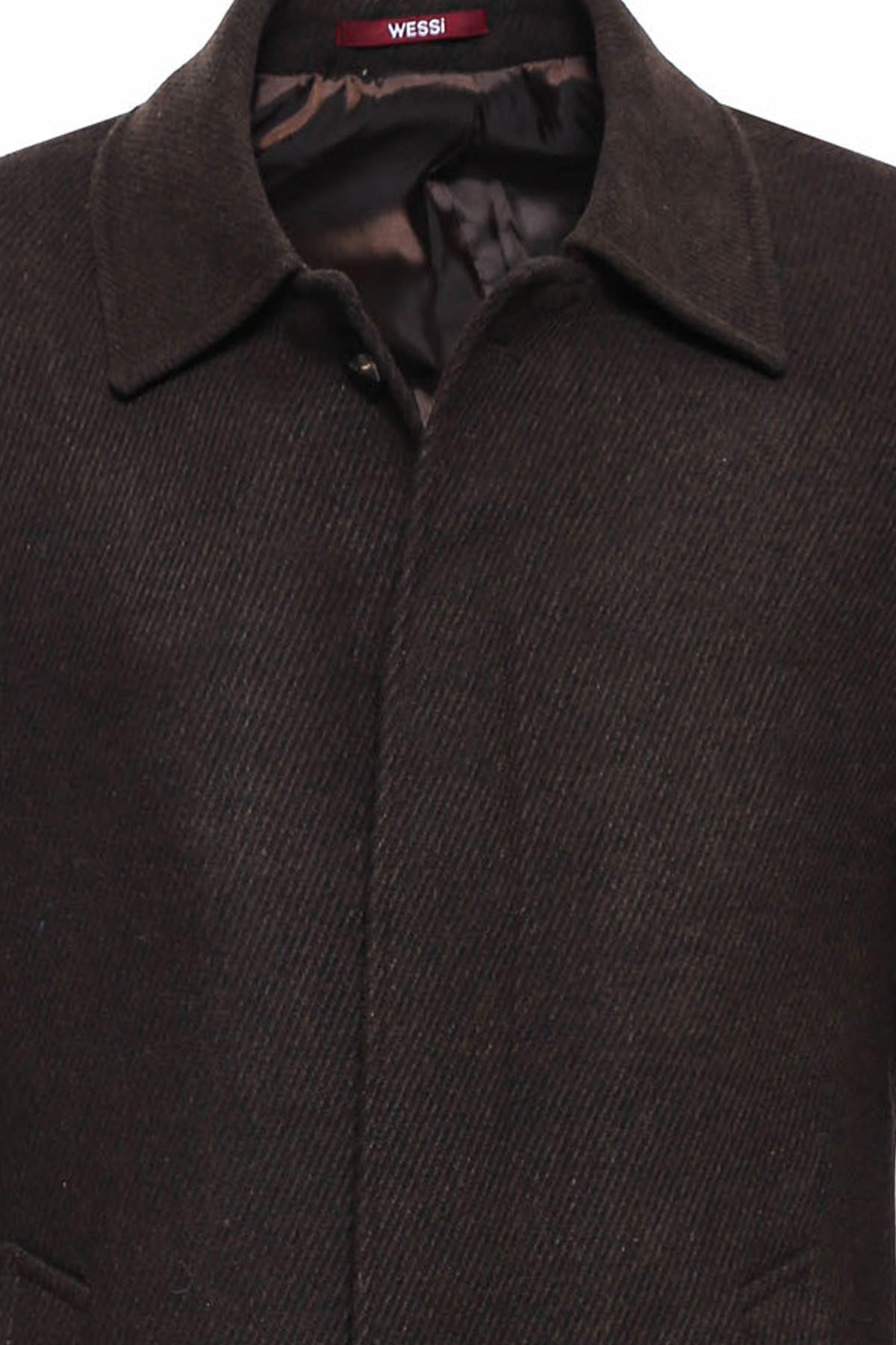 Brown Hidden Button Peak Lapel Coat