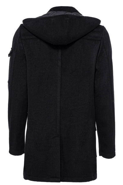 Hooded Cachet Hidden Zippered Black Coat