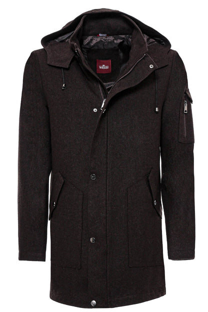 Hooded Cachet Hidden Zippered Brown Coat