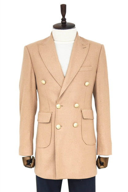 KOALA SYDNEY  Beige Double-Breasted Coat with Brown Suit and Knitwear - Winter Business Look -