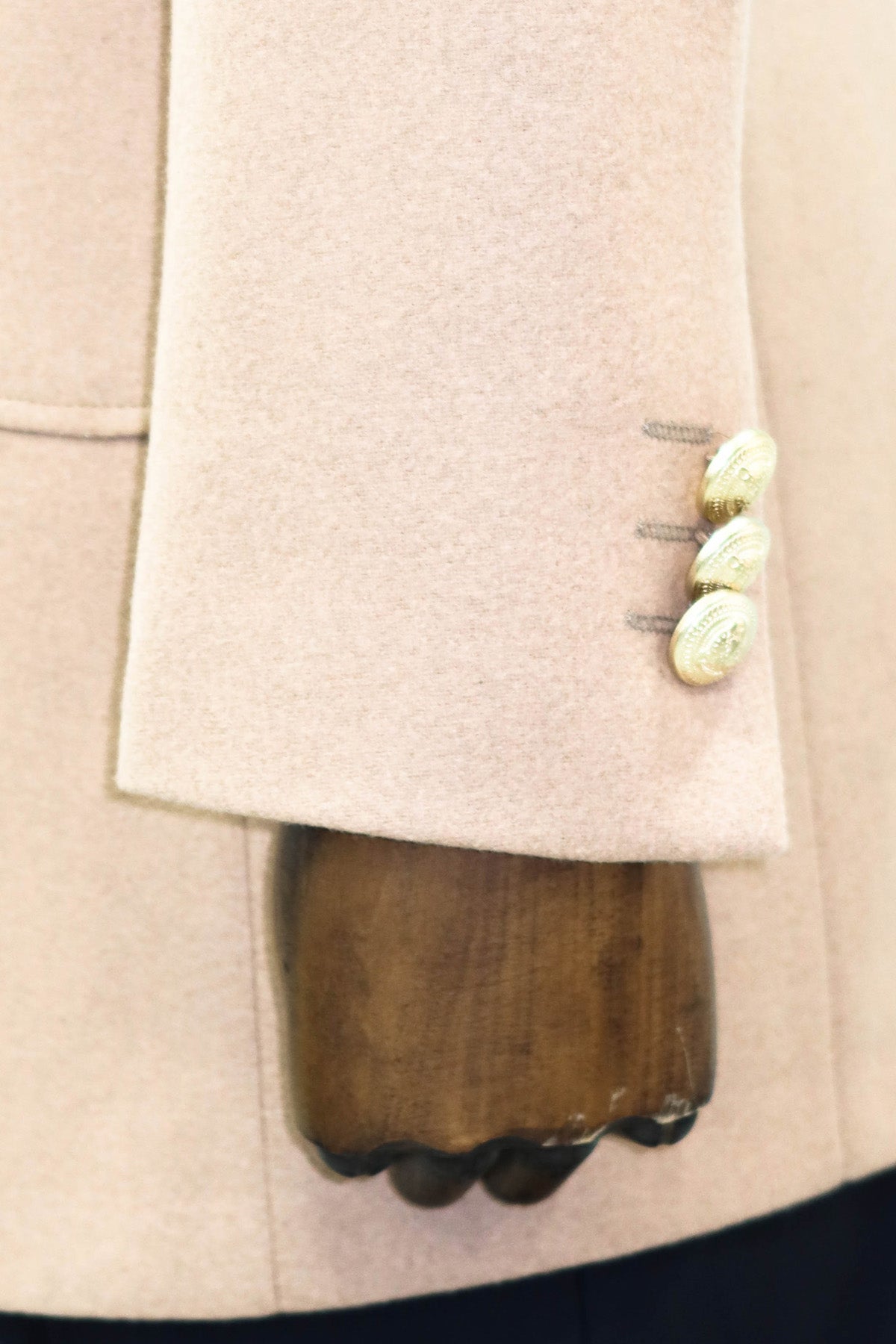 Metal Buttoned Double Breasted Cream Men Coat