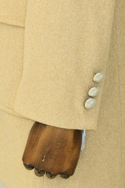 Metal Buttons Wool Cashmere Beige Men Double Breasted Coat