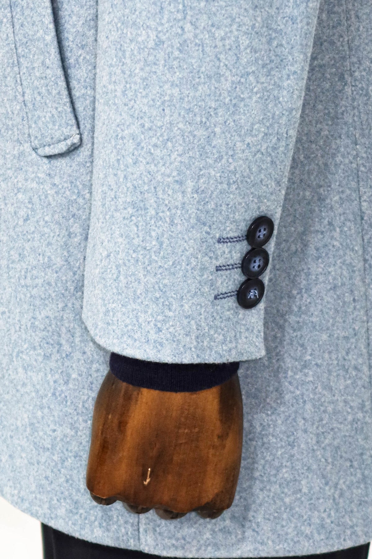 Wide Lapel Wool Light Blue Men Coat