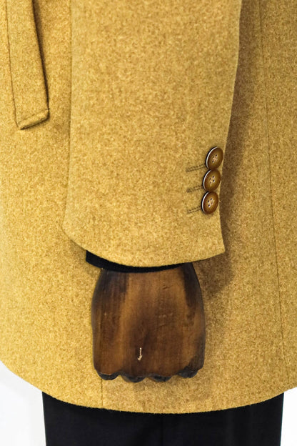 Wide Lapel Wool Mustard Men Coat