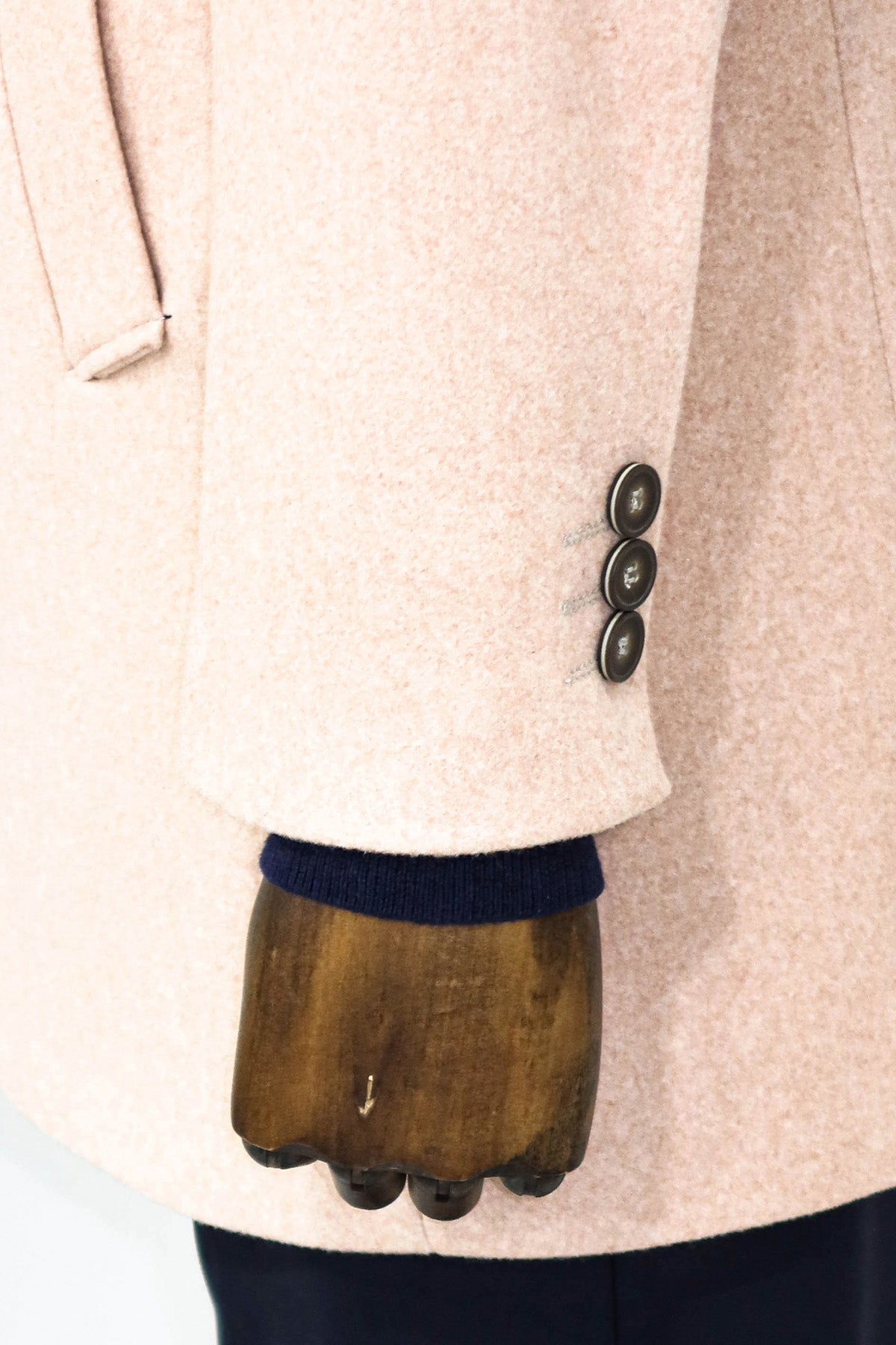 Wide Lapel Wool Light Pink Men Coat