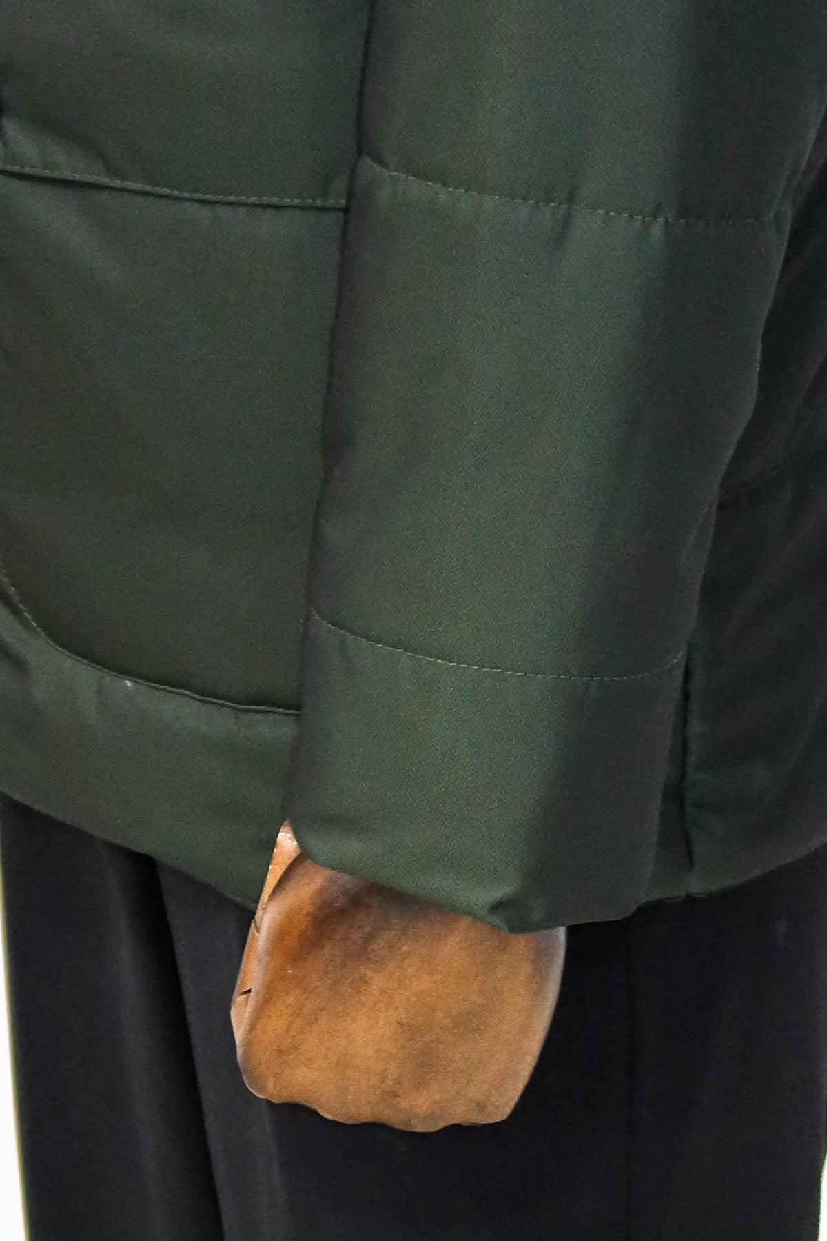 Slim Fit Hooded Green Men Coat
