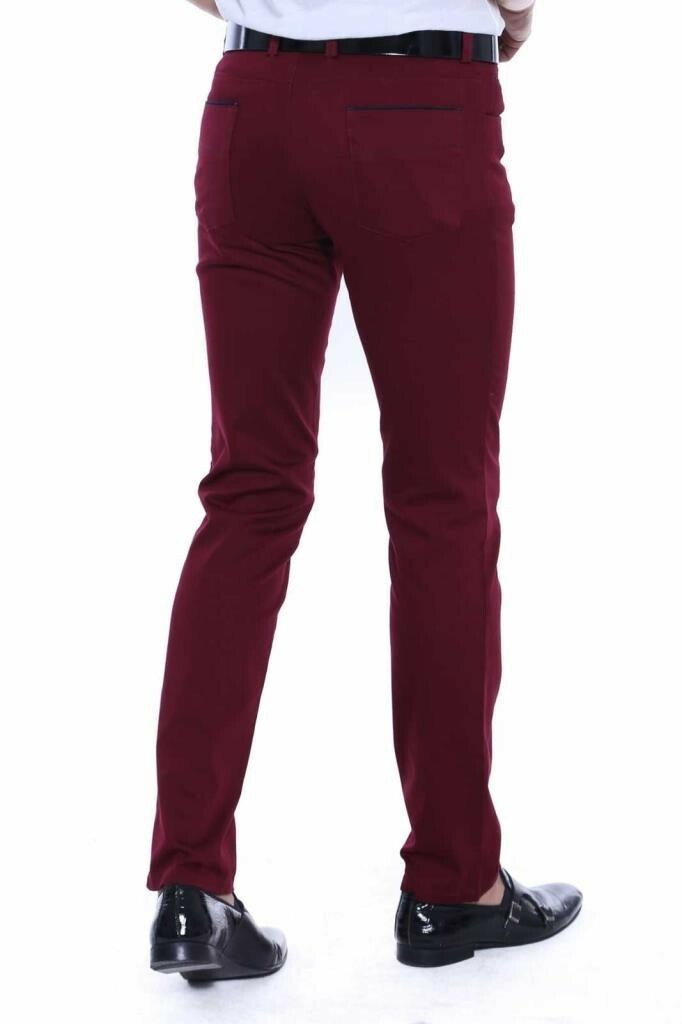 KOALA SYDNEY  Slim Fit Cotton Burgundy Men Pants -