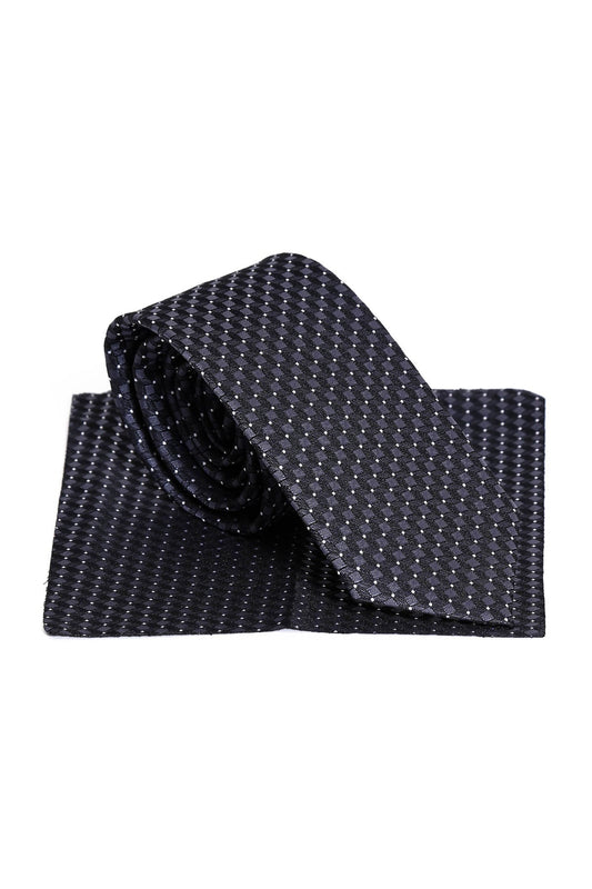 KOALA SYDNEY Grey Cube Patterned Men Black Tie