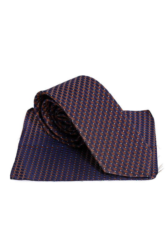 KOALA SYDNEY Brown Square Patterned Men Navy Blue Tie – Wessi