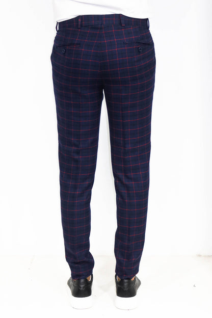 KOALA SYDNEY Slim Fit Checked Navy Blue Men Pants