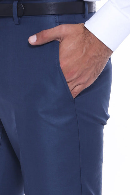 KOALA SYDNEY  Navy Blue Slim Fit Plain Men Pants