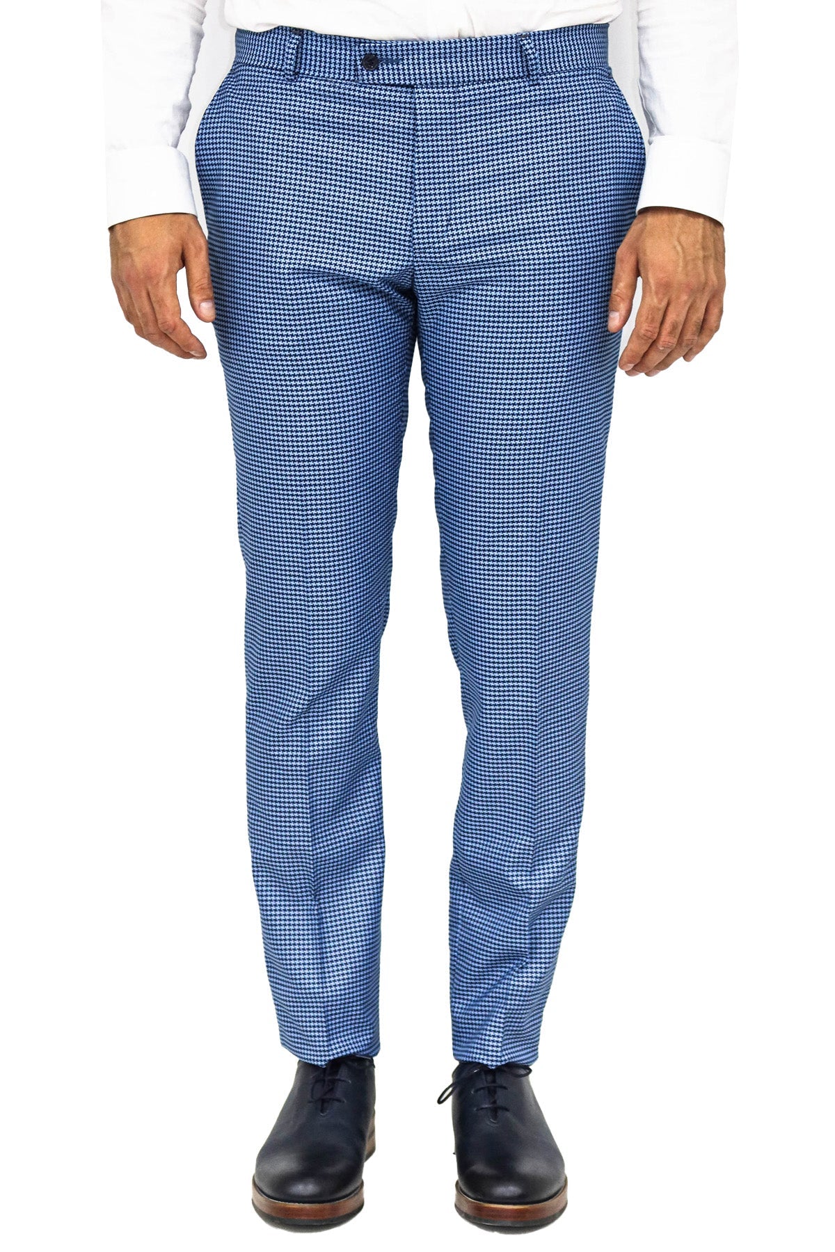 KOALA SYDNEY Houndstooth Patterned Indigo Blue Men Pants
