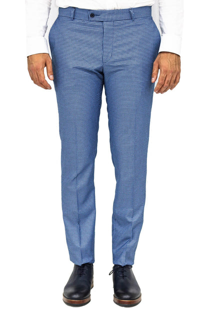 KOALA SYDNEY Houndstooth Patterned Indigo Blue Men Pants
