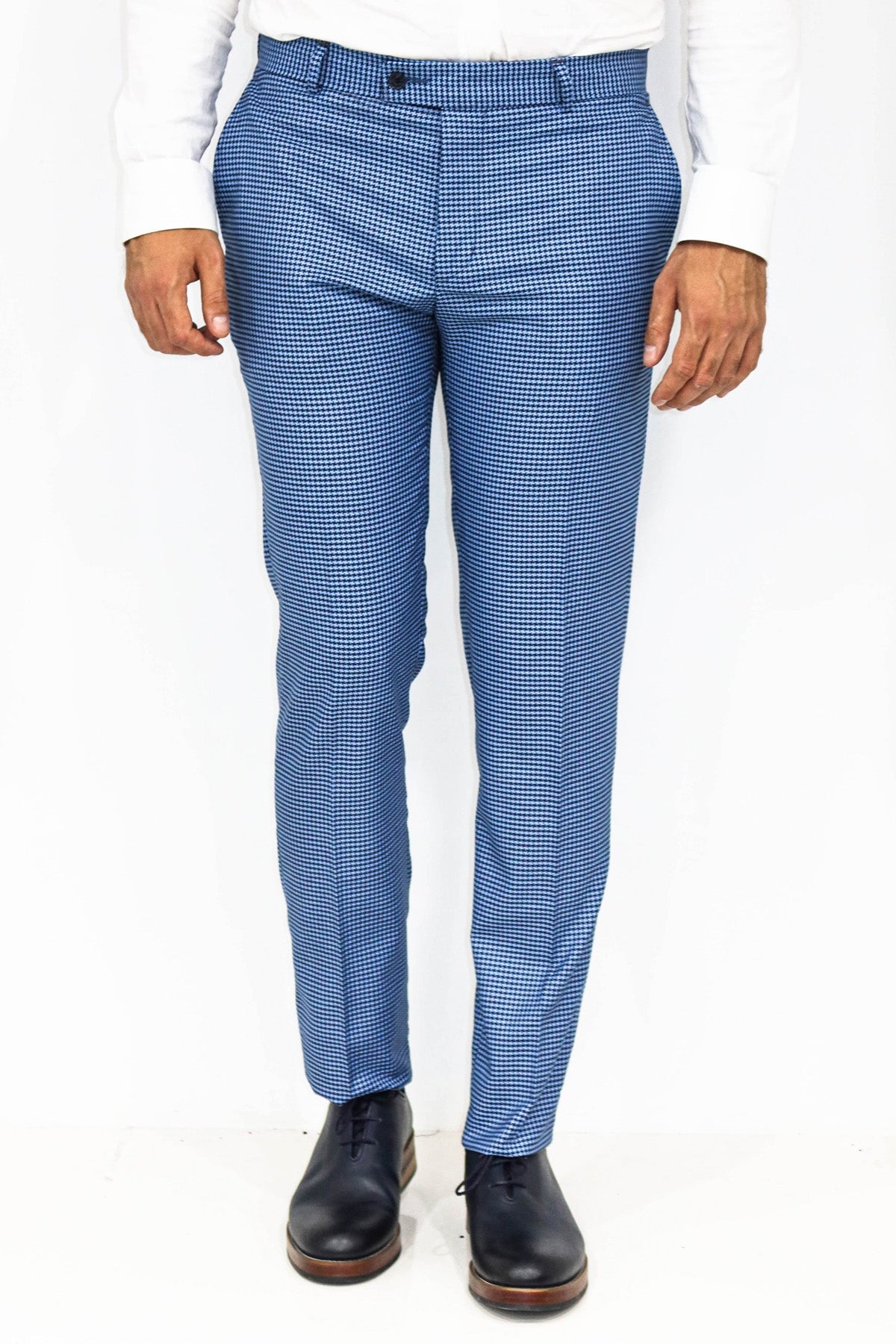 KOALA SYDNEY Houndstooth Patterned Indigo Blue Men Pants