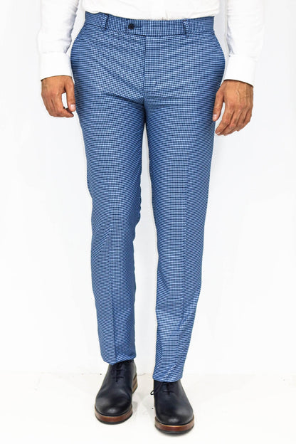 KOALA SYDNEY Houndstooth Patterned Indigo Blue Men Pants