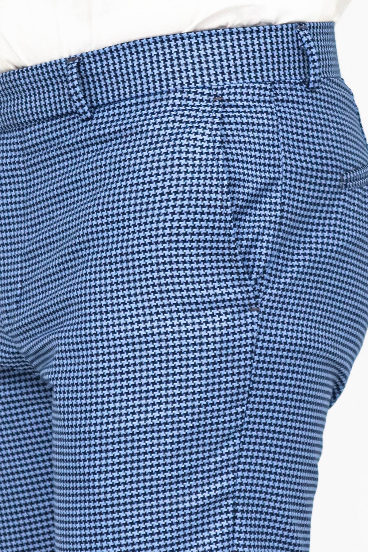 KOALA SYDNEY Houndstooth Patterned Indigo Blue Men Pants