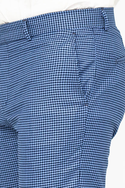 KOALA SYDNEY Houndstooth Patterned Indigo Blue Men Pants