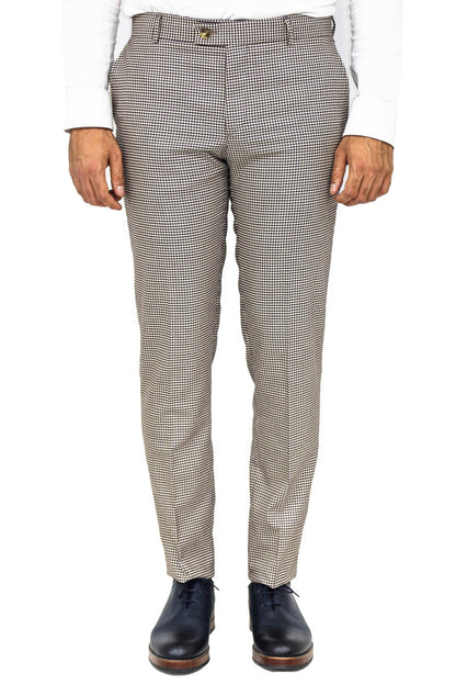 KOALA SYDNEY Houndstooth Patterned Light Brown Men Pants