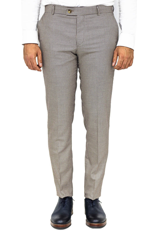 KOALA SYDNEY Houndstooth Patterned Light Brown Men Pants
