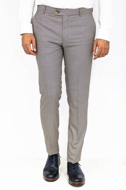 KOALA SYDNEY Houndstooth Patterned Light Brown Men Pants